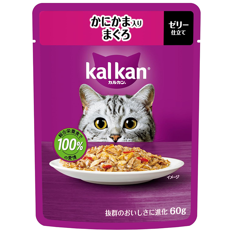カルカン パウチ 1歳から 60g×12袋 かにかま入りまぐろ 成猫用 ウェットフード キャットフード 総合栄養食 水分補給 毎日食べることを考えたウェット 猫 kal kan お試し 新カルカン