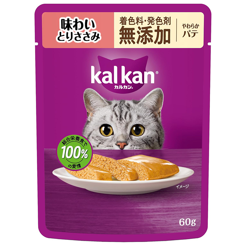 カルカン パウチ パテ 1歳から 60g×12袋 着色料・発色剤 無添加 味わいとりささみ 成猫用 やわらかパテウェットフード キャットフード 総合栄養食 水分補給 毎日食べることを考えたウェット 猫 kal kan お試し 新カルカン