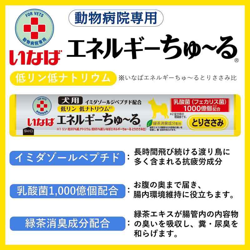 いなば 犬用おやつ エネルギーちゅ~る 乳酸菌1,000億個 低リン低ナトリウム とりささみ味 14グラム (x 50本)