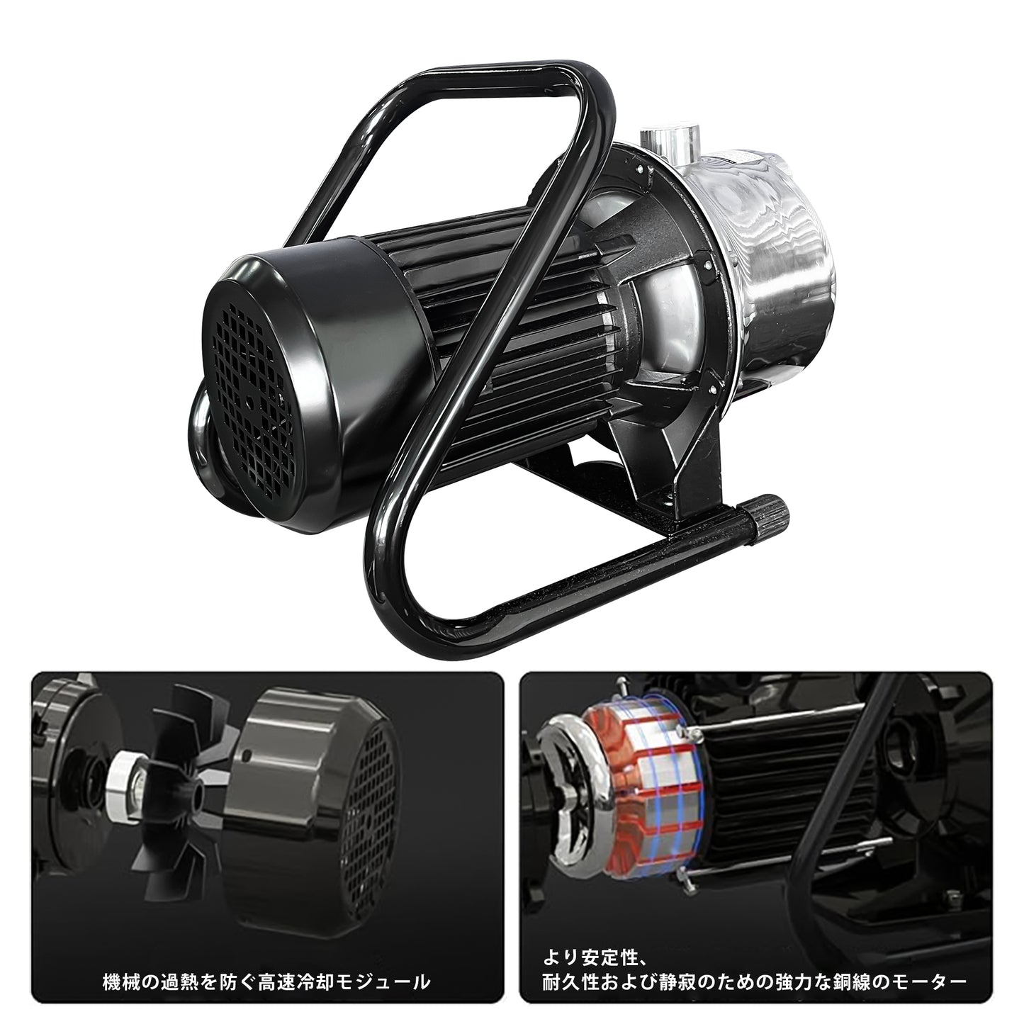 浅井戸ポンプ 水移送ポンプ1HP 自吸式 18GPM 1200GPH 電動ウォーターポンプ ブラケット付き(115V/60Hz)