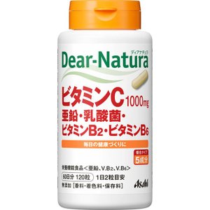 ディアナチュラ ビタミンC・亜鉛・乳酸菌・ビタミンB2・ビタミンB6 120粒 (60日分) アサヒ サプリ Dear-Natura 国内工場で生産 1日2粒目安 パウチ