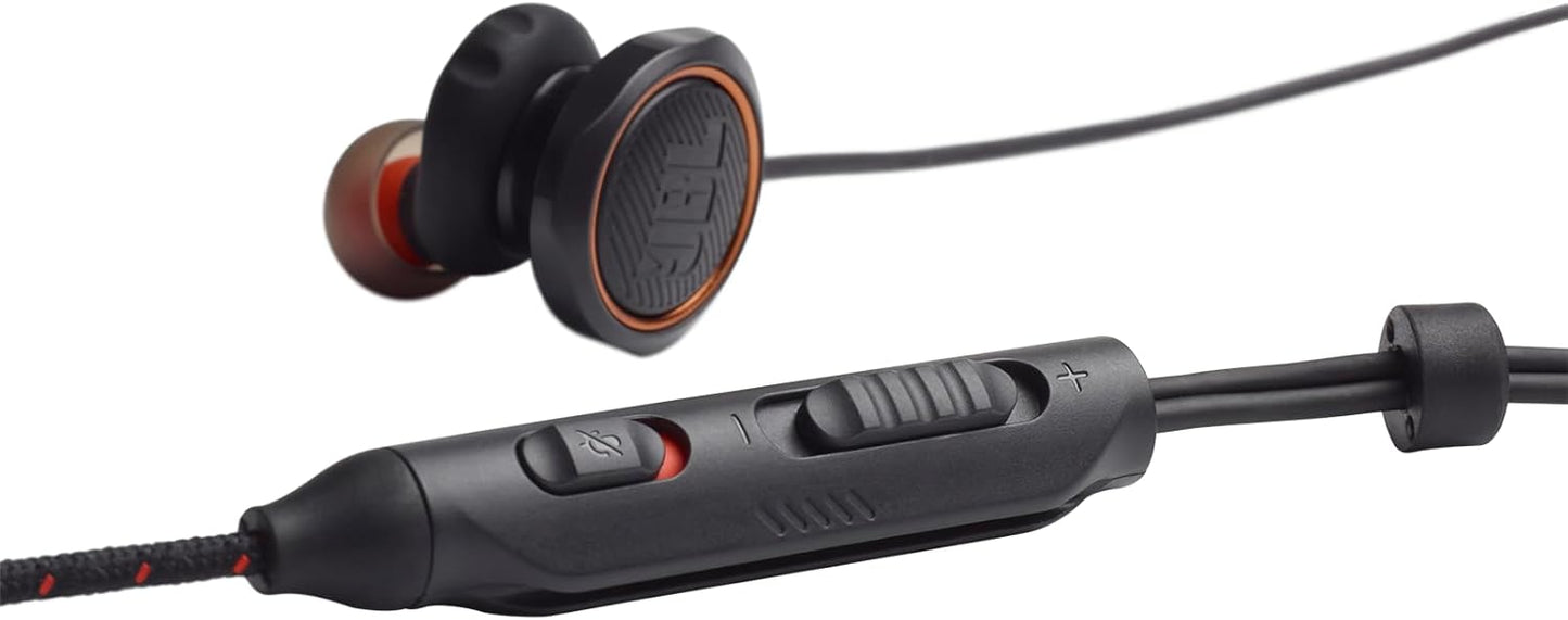 JBL Quantum 50 有線 インイヤー ゲームヘッドフォン インラインコントロール付き ブラック