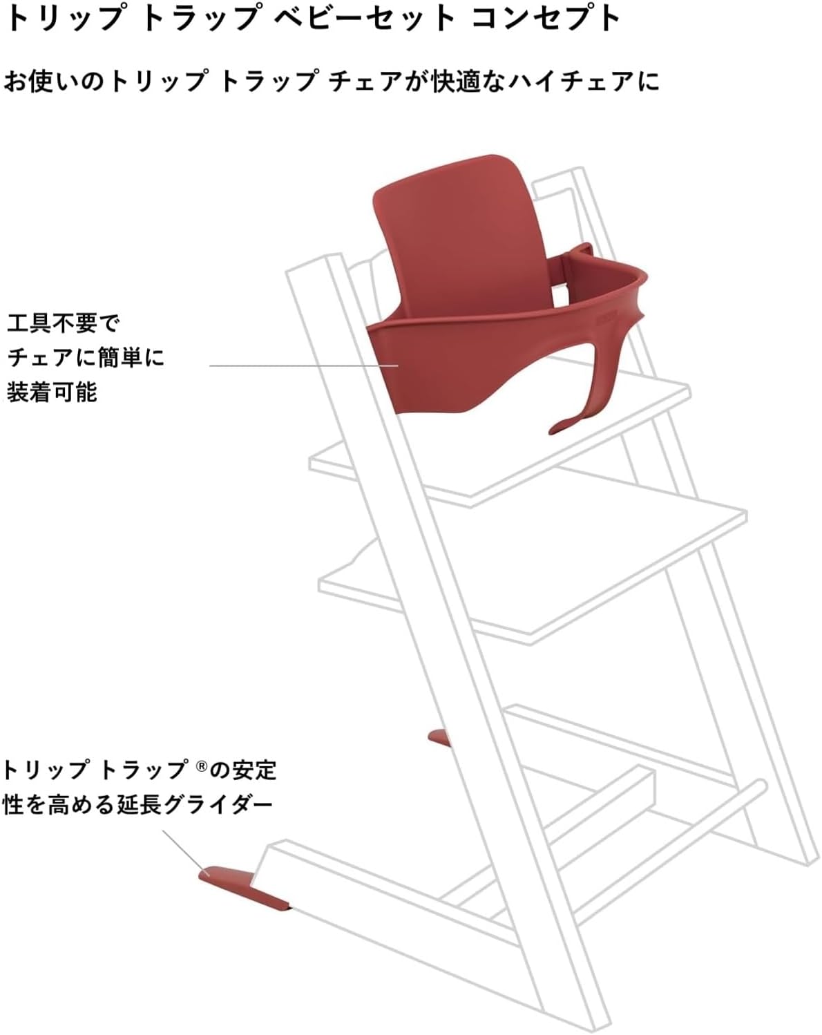 Stokke ストッケ ベビーチェア ハイチェア 付属品 トリップトラップ 食卓 赤ちゃん 椅子 ベビーセット ウォームレッド※本体別売り