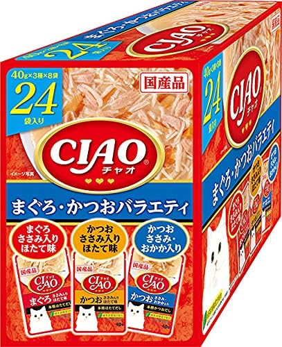 チャオ (CIAO) パウチ まぐろ・かつおバラエティ 40g×24袋 猫用 ウェットフード