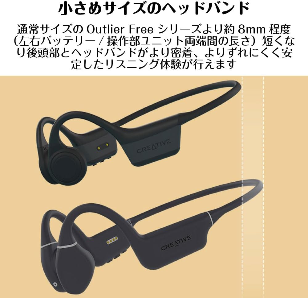 Creative Outlier Free Mini 低遅延 モード フィット感高め 小さめ サイズ 骨伝導 Bluetooth ワイヤレス イヤホン HS-OTLFRM-BK