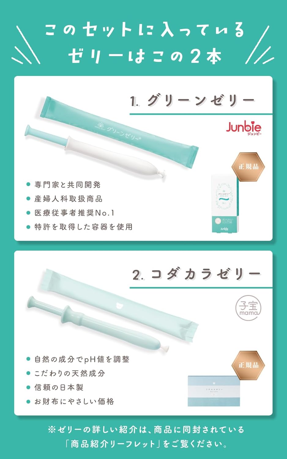 【お試し2本】グリーンゼリー×コダカラゼリー|男の子 妊活 潤滑ジェル|医療従事者監修 解説ミニBOOK付き 日本製