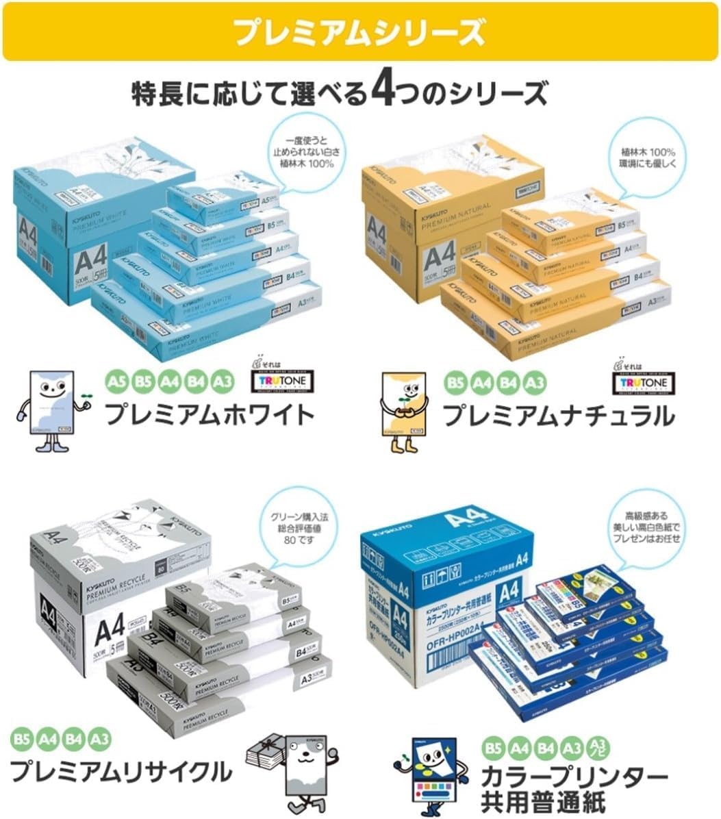 キョクト ウ コピー用紙 プレミアムホワイト A4 500枚×5冊 PPCKA4ハコ