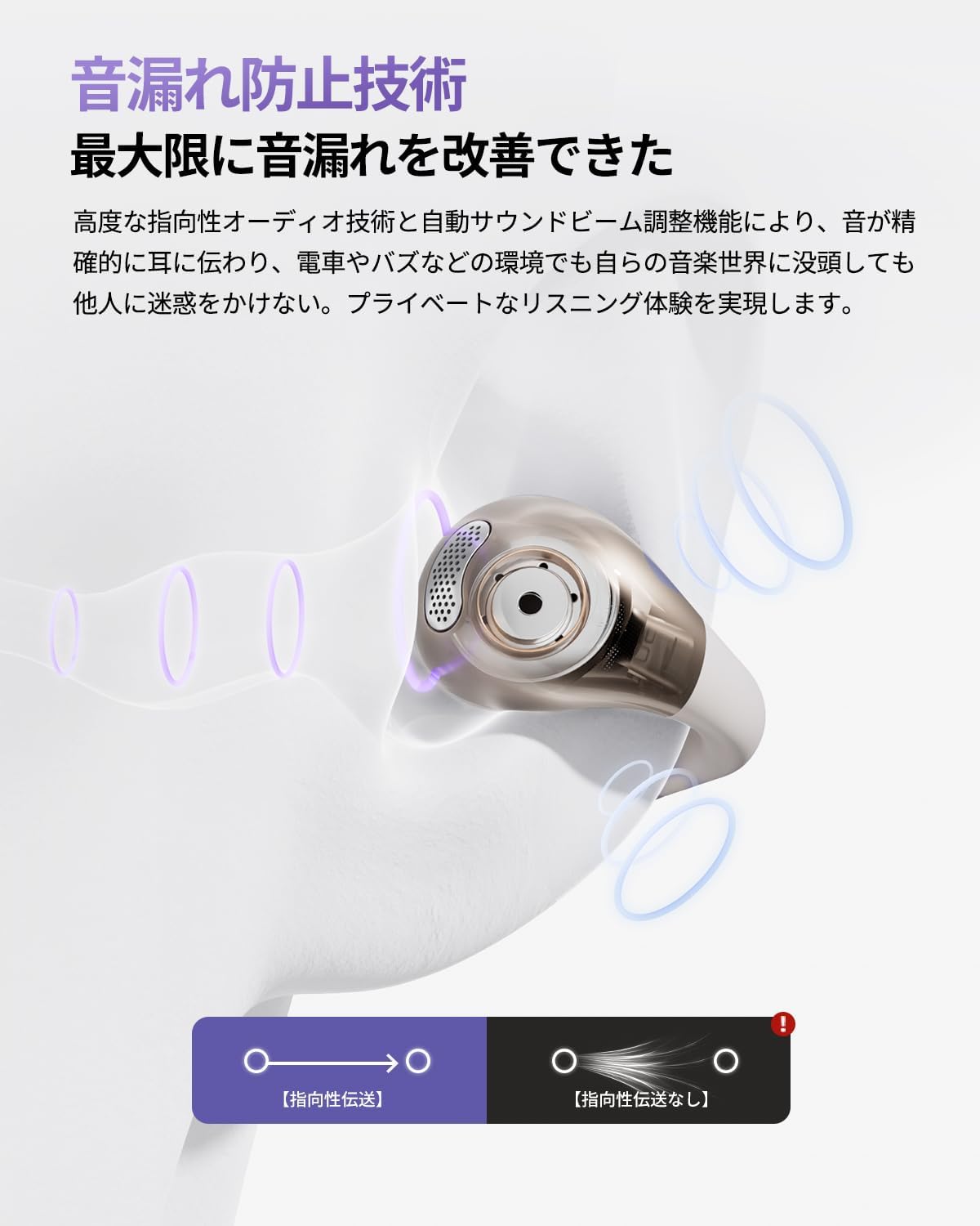 QCY Crossky C30 イヤーカフ イヤホン オープンイヤー ワイヤレスイヤホン Bluetooth5.4 空間オーディオ 耳を塞がないイヤホン 音漏れ防止 マイク付き マルチポイント接続 急速充電対応 専用アプリ対応 IPX5防水 技適認証取得 ホワイト