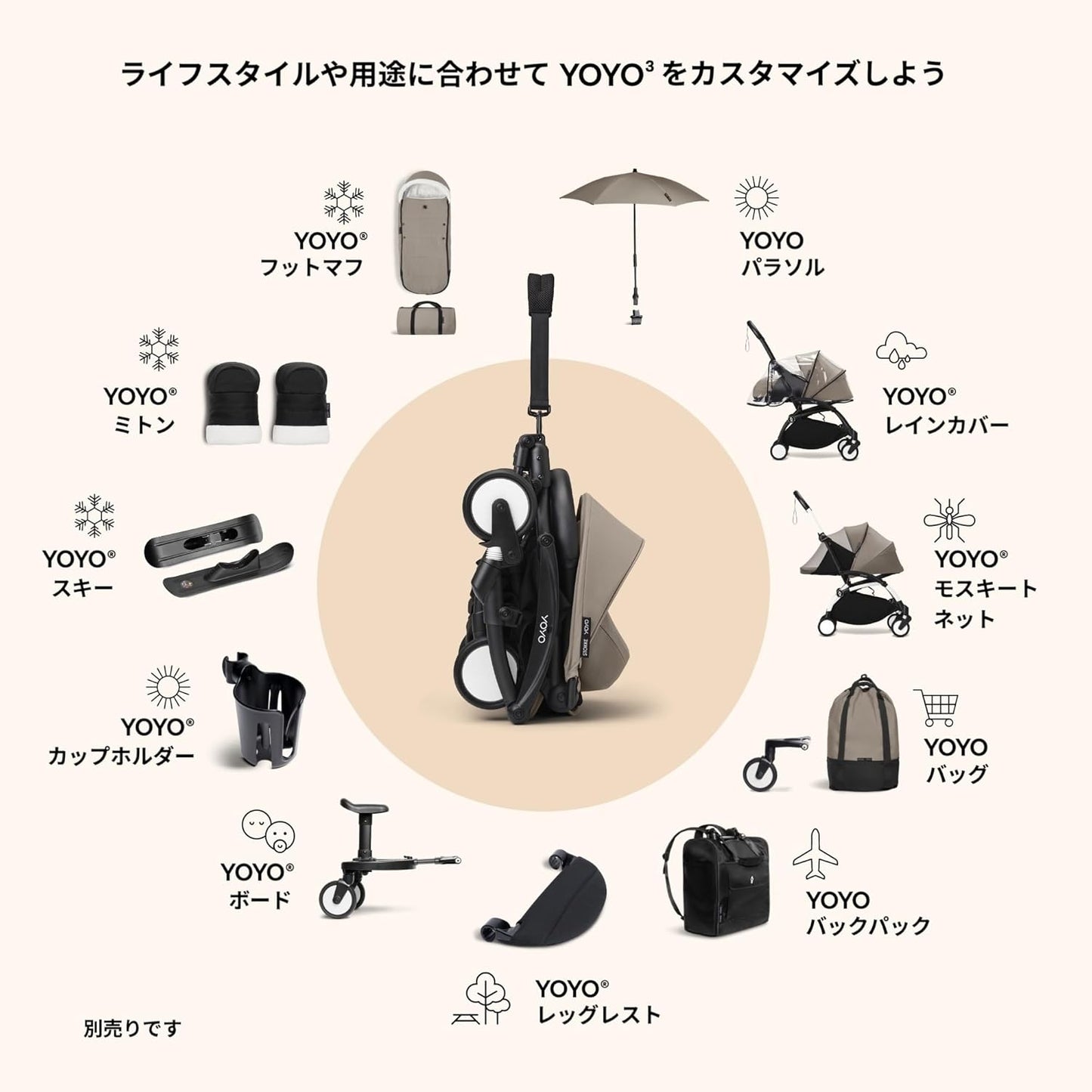 Stokke(ストッケ) YOYO ヨーヨー ベビーカー 付属品 6+ カラーパック 生後6か月から幼児まで B型 トープ ※本体別売り