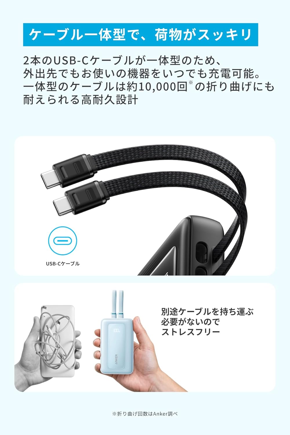 Anker Zolo Power Bank (10000mAh, 35W, Built-In Dual USB-Cケーブル) (モバイルバッテリー 10000mAh 最大35W出力 ケーブル一体型 ディスプレイ搭載) 【PD/PowerIQ搭載/PSE技術基準適合】iPhone 16 / 15 Android iPad その他各種機器 (ブラック)
