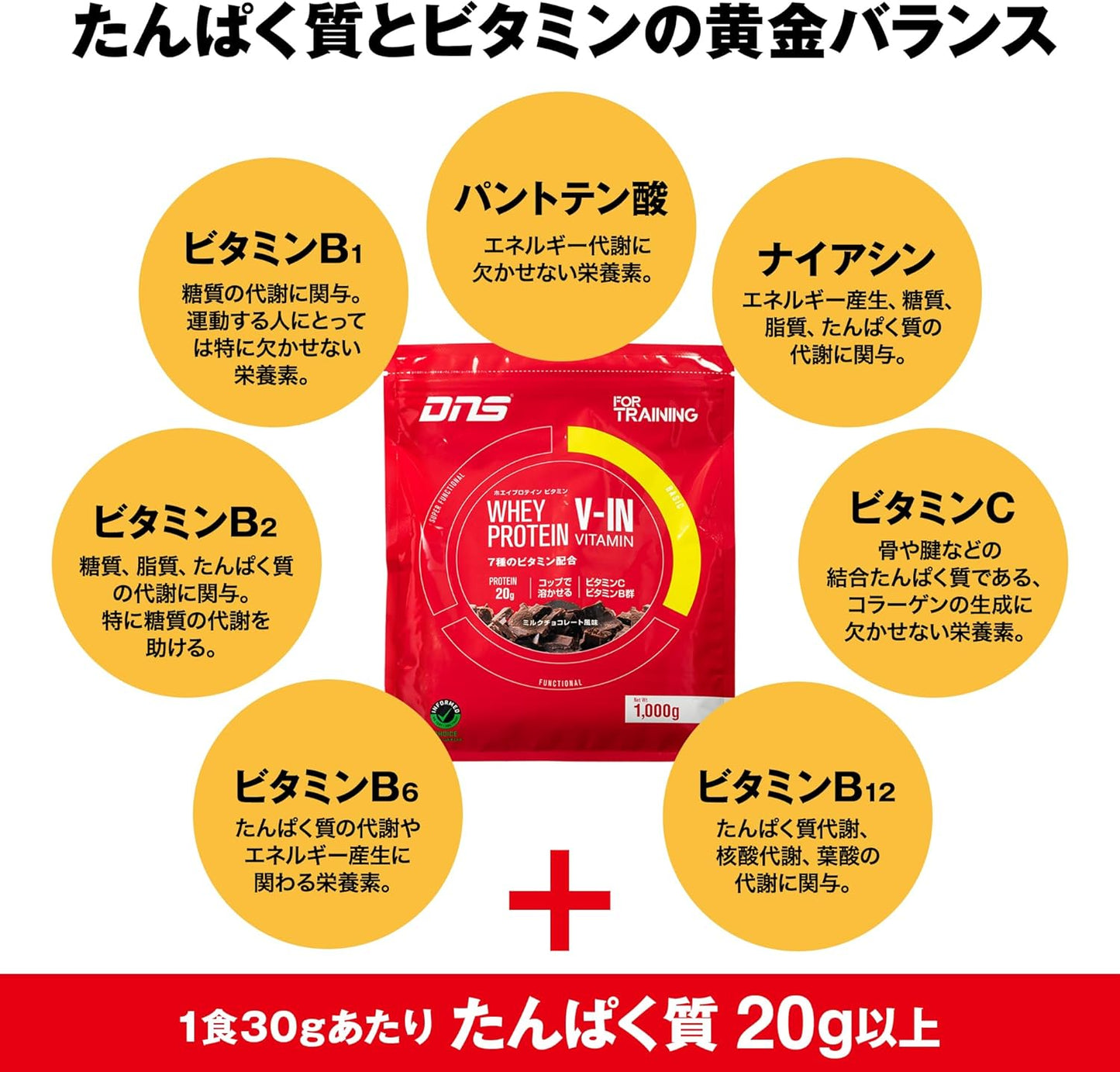 【セット買い】 DNS ホエイ プロテイン ビタミン For Training ミルクチョコレート風味 1125g (37回分) + EAA PRO ソーダ風味 5g(1包) + ハンディ シェイカー レッド 600ml