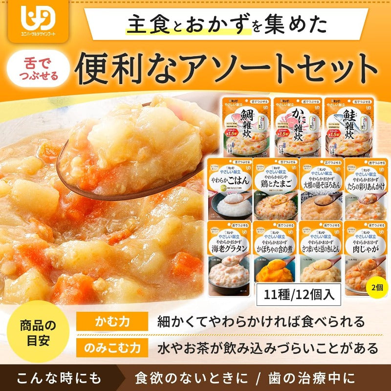 【賞味期限2027.7.31】キユーピー 介護食 舌でつぶせる やさしい献立 セット 11種 12個 レトルト 区分3 やわらか食 非常食 防災食 まとめ買い