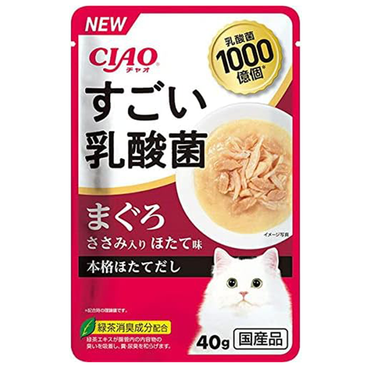 チャオ(CIAO)すごい乳酸菌パウチまぐろささみ入りほたて味40g16個セット