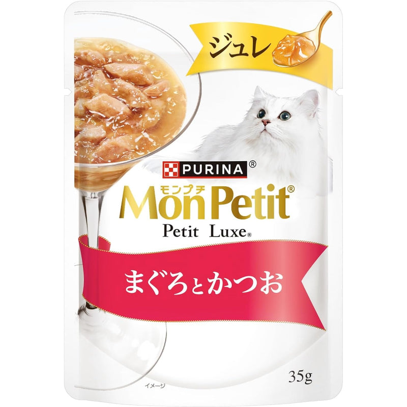賞味期限 2028.1 モンプチ プチリュクス パウチ キャットフード ジュレ まぐろとかつお 35ｇｘ12袋