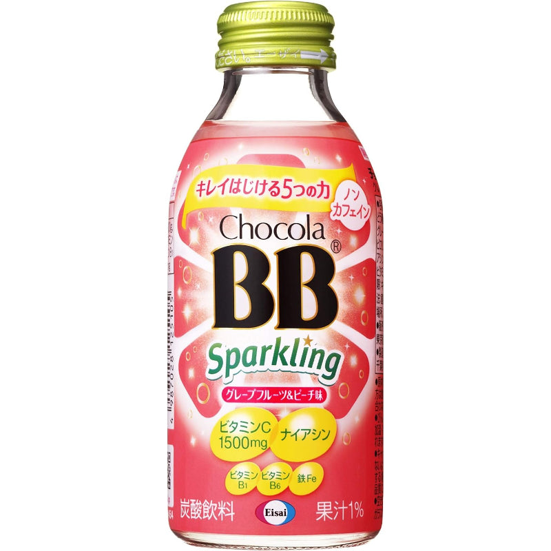 賞味期限 2027.2.18 チョコラBBスパークリンググレープフルーツ&ピーチ味140mL×24本[栄養機能食品(ナイアシン)]