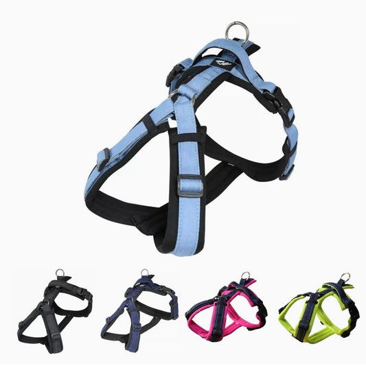 Hakusan ゼロハーネス 負担軽減 犬用ハーネス サイズ調整可 簡単着脱 夜間反射材 軽量 通気 ハンドル付き ネームプレート L サイズ ライトデニム