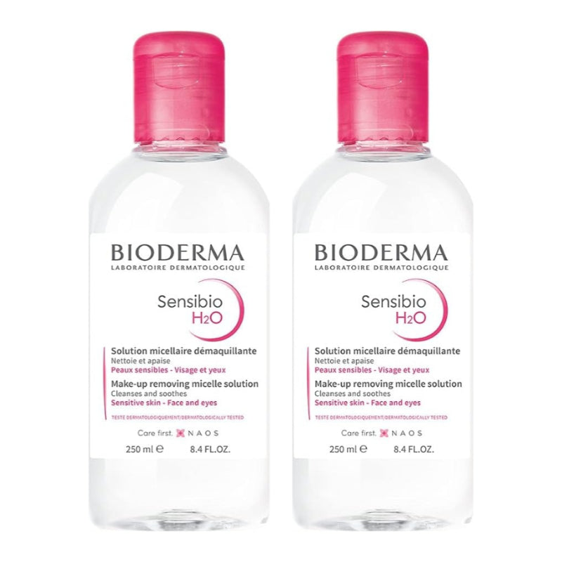 【2個セット】ビオデルマ（Bioderma）サンシビオ エイチツーオー D（H2O）250mL 敏感肌用 クレンジング水（洗顔 メイク落とし クレンジングウォーター 敏感肌用 無香料 無着色 エチルアルコール、オイル、パラベン無添加 弱酸性）