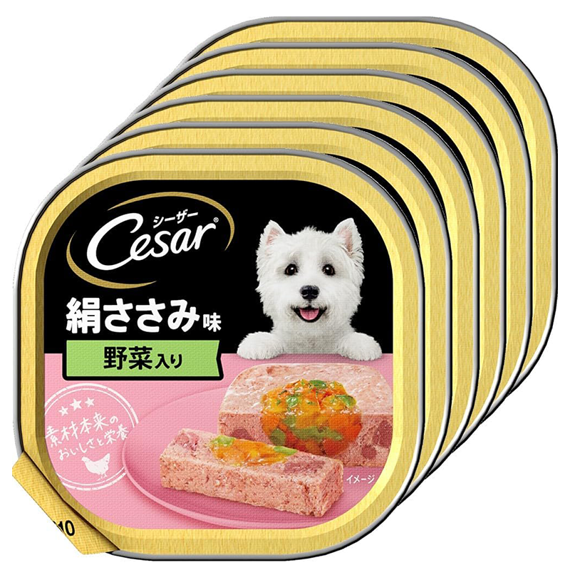 ［お試しサイズ］シーザー 絹ささみ味 野菜入り ドッグフード 成犬 100g×6個(まとめ買い)［ドッグフード・ウェット］