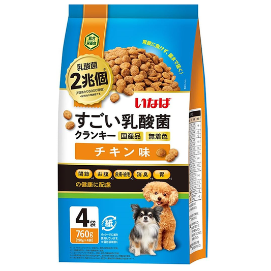 いなば すごい乳酸菌クランキー チキン味 190g×4袋 ドライフード 犬用