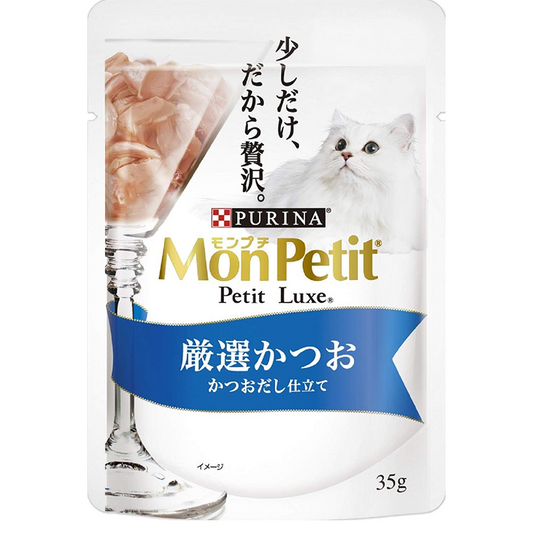 モンプチ プチリュクスパウチ 厳選かつお かつおだし仕立て35gx12袋入り