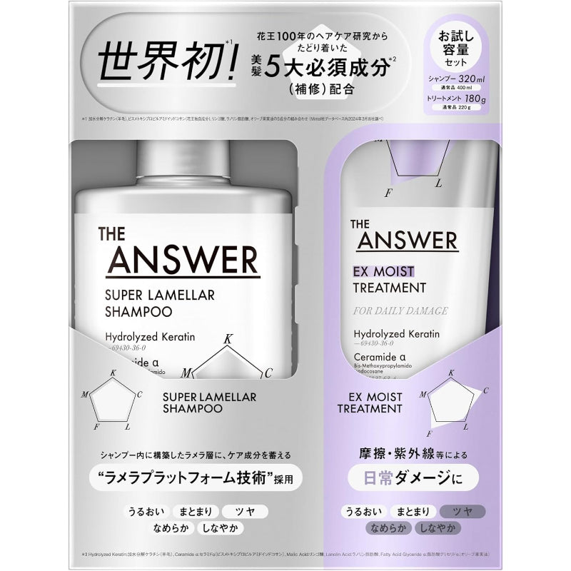 THE ANSWER ジ アンサー スーパーラメラシャンプー＆EXモイストトリートメント FOR DAILY DAMAGE(うるおい まとまり) お試し容量ペア 320ml＆180g