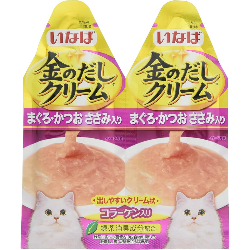 【賞味期限:2027年10月1日】【【訳あり】外箱破損あり】1いなば 金のだしクリーム まぐろ・かつお ささみ入り 60g(30g×2) 12個セット