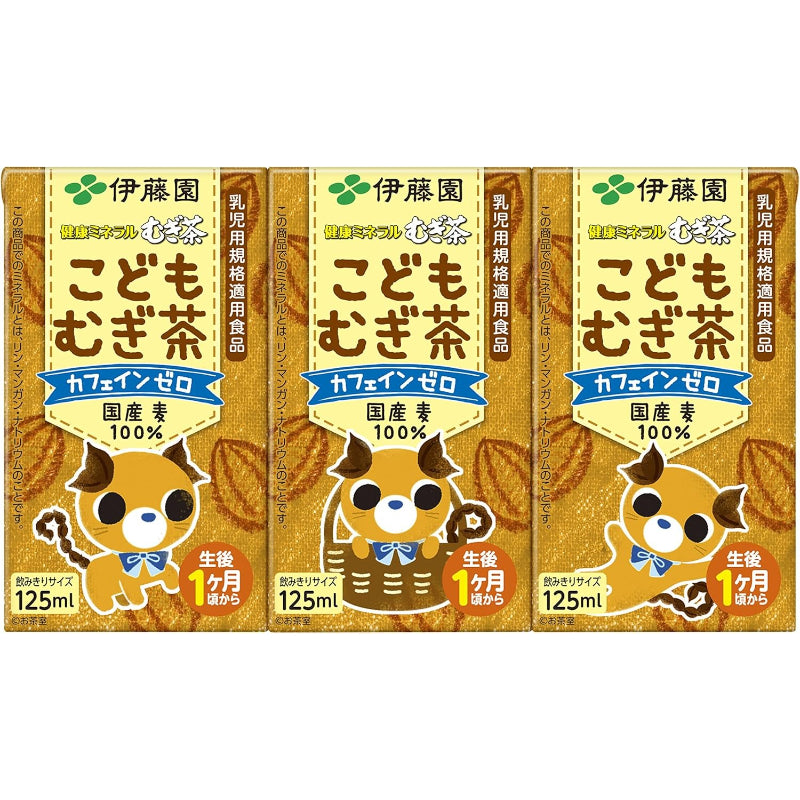 【賞味期限：2027.2.28】伊藤園 健康ミネラルむぎ茶 こどもむぎ茶 紙パック 125ml×3本パック×6個