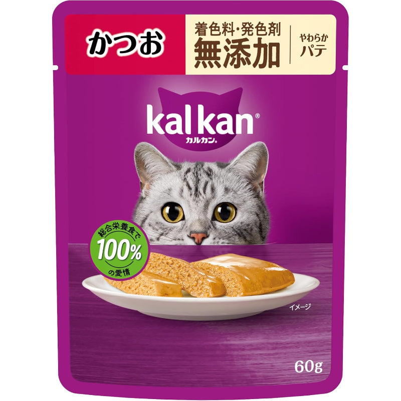 【訳あり】【賞味期限：2027.12.8】カルカン パウチ やわらかパテ 1歳から 60g×12袋 着色料・発色剤 無添加 かつお 成猫用 ウェットフード キャットフード 総合栄養食 水分補給 猫 kal kan お試し