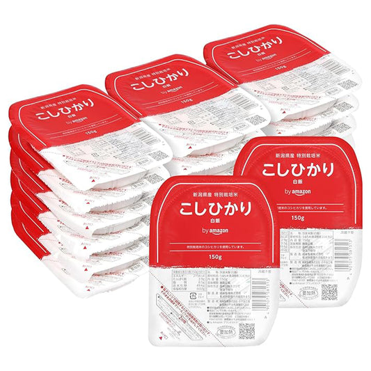 【パッケージ訳あり】パックご飯 特別栽培米 新潟県産こしひかり(白米) 150g x20個 (Happy Belly)