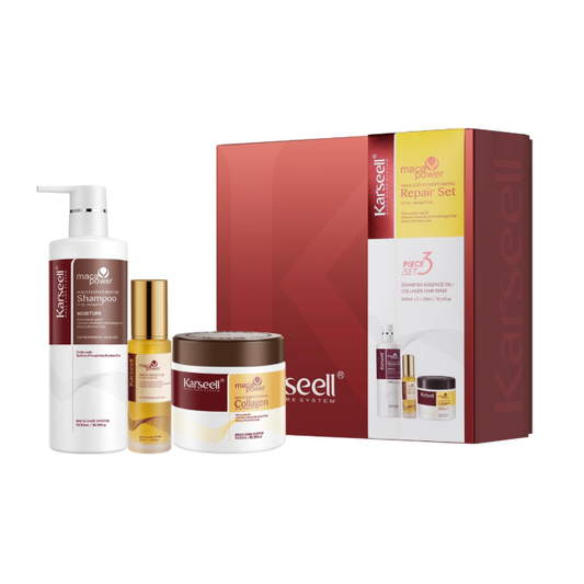 Karseell コラーゲン深層ヘアートリートメント ヘアマスク＆シャンプー＆ヘアオイルセット あらゆるタイプの乾燥ダメージ髪に対応 500ml+500ml+50ml