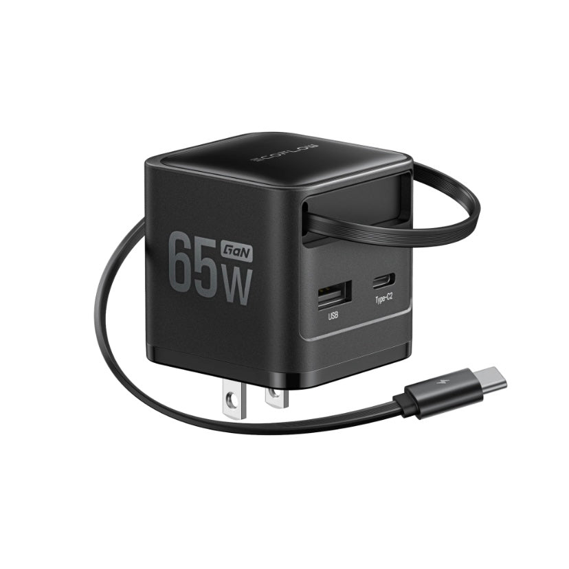 EcoFlow RAPID 65W GaN急速充電器（USB-Cケーブル内蔵）