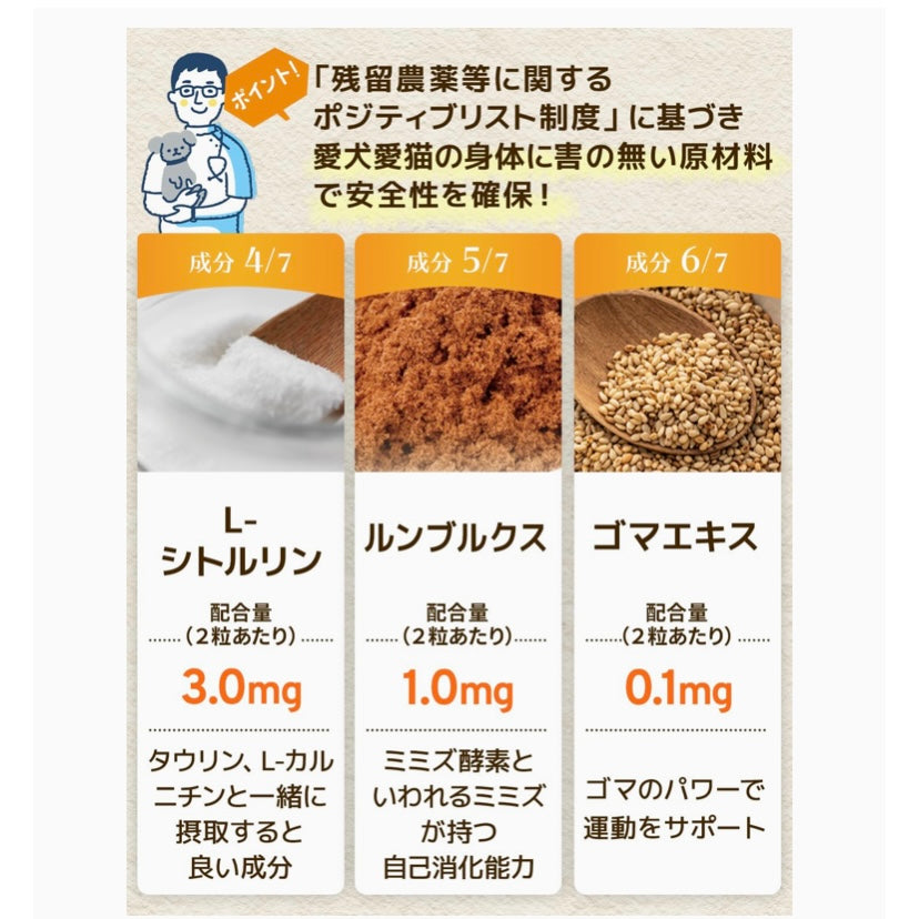 毎日健心 犬 心臓ケア サプリ 国産 無添加 成分量明記【7成分配合】 還元型コエンザイムQ10 フランス海岸松 Ｌ-シトルリン Ｌ-カルニチン ルンブルクス末 ゴマエキス タウリン 咳 咳止め ＜チキン味錠剤 犬用 サプリメント １袋60粒入＞