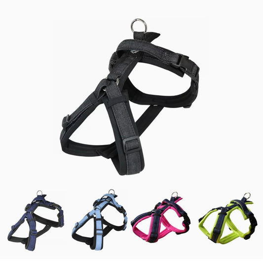 Hakusan ゼロハーネス 負担軽減 犬用ハーネス サイズ調整可 簡単着脱 夜間反射材 軽量 通気 ハンドル付き ネームプレート L サイズ デニムブラック