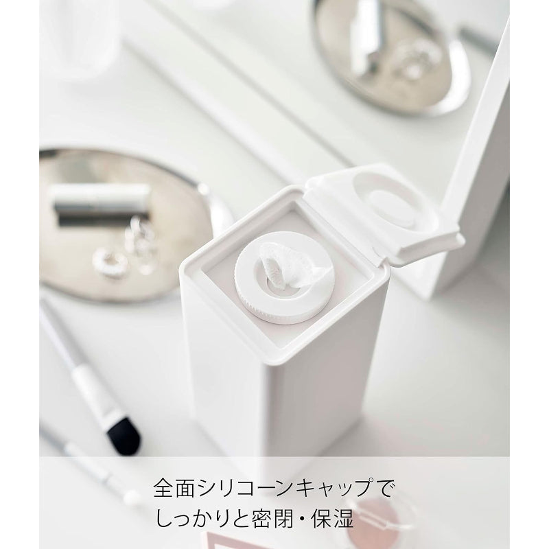 山崎実業(Yamazaki) ロール型 ウェットティッシュケース ホワイト 約W8×D9×H17cm タワー tower 密閉 保湿 シリコンキャップ 6502