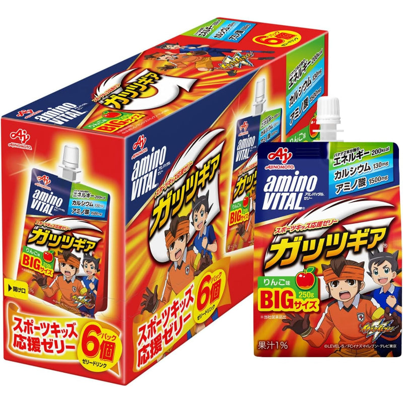 【訳あり】【賞味期限：2027.3.28】アミノバイタル 味の素 ゼリードリンク ガッツギア りんご味 250g×6個 アミノ酸 1500mg エネルギー 200kcal カルシウム 栄養補給 キッズ