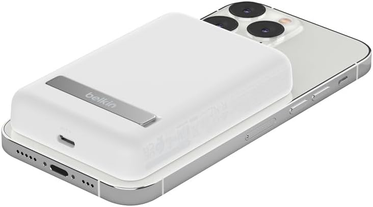 Belkin MagSafe対応 ワイヤレスモバイルバッテリー 5000mAh 最大7.5W キックスタンド付き ホワイト