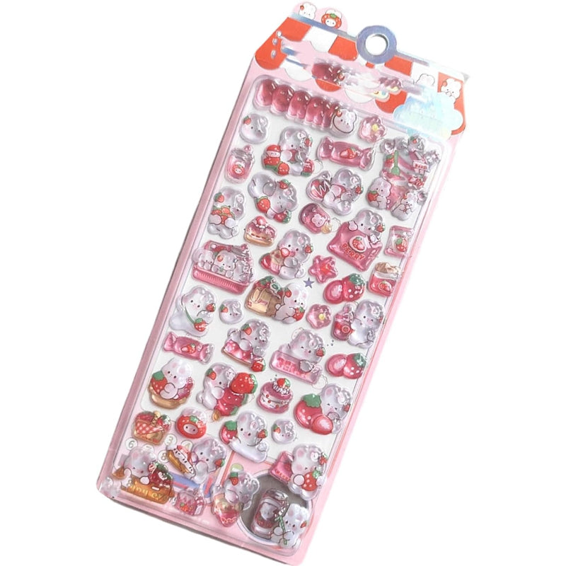 【４枚セット】漫画エンボス動物粘着 PVC ステッカー子供スクラップブッキングのための報酬ジャーナルプランナーフォトアルバム電話ケース隆起テクスチャクリスタル