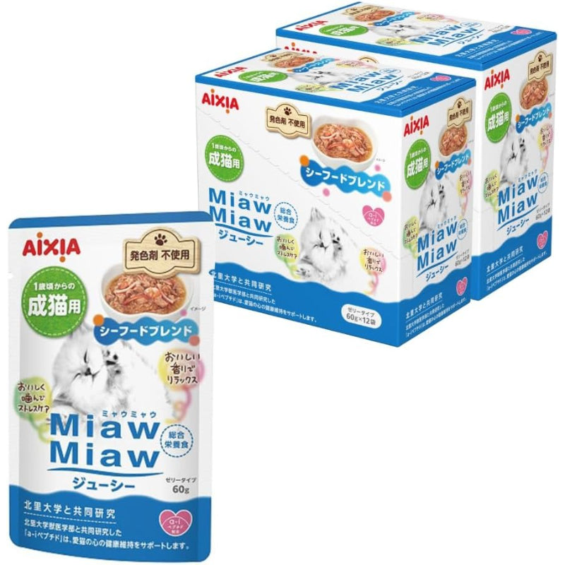 【訳あり】【賞味期限：2027.11.1】ミャウミャウ (MiawMiaw) ジューシー シーフードブレンド 60g×24個セット