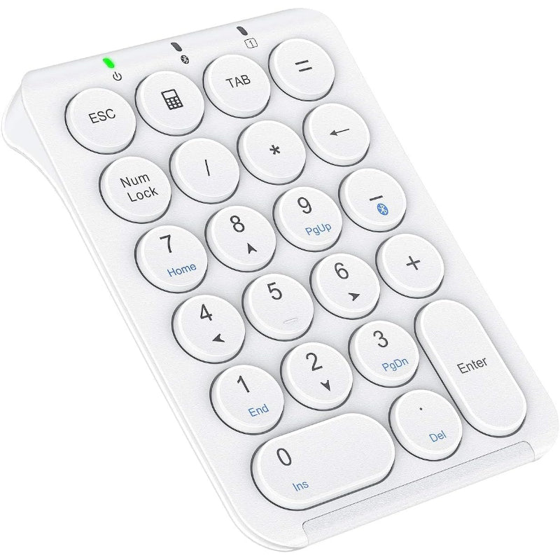 iClever テンキー Bluetooth ワイヤレス 数字 キーボード パンタグラフ式 Type-C充電 超薄型 Tabキー付き ブルートゥース 無線 ナンバーパッド 左手デバイス 片手デバイス ショートカットキー Windows/iOS/Android対応 IC-KP08 (ホワイト)