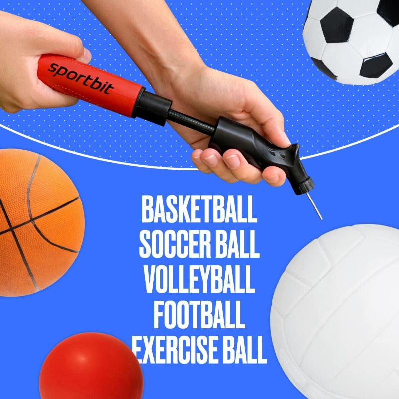 SPORTBIT ボールポンプ 針5本付き プッシュ&プル膨張システム あらゆるスポーツボールに最適 バレーボールポンプ バスケットボールインフレーター フットボール サッカーボールエアポンプ ニードルセット