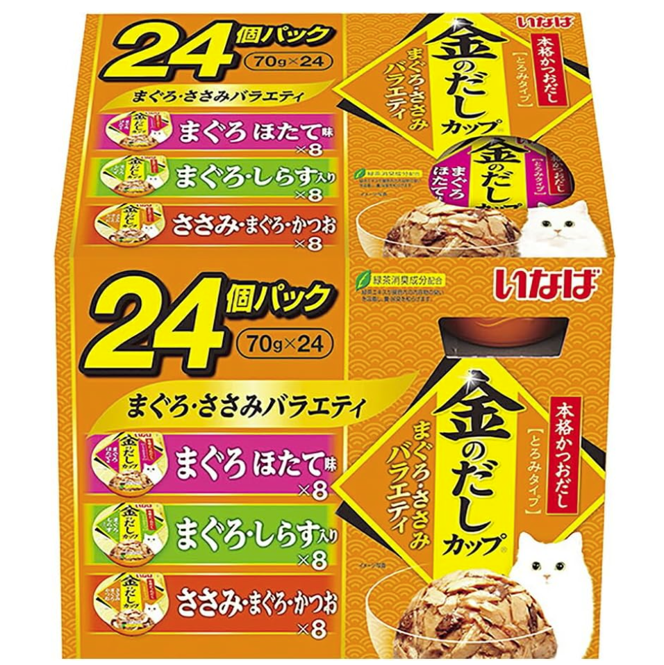 いなば 金のだしカップ まぐろ・ささみバラエティ 70g×24個 猫用 ウェットフード