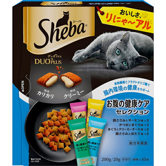 シーバ (Sheba) デュオプラス お腹の健康ケアセレクション 成猫用 200g(20g×10袋)×4個 キャットフード [総合栄養食・下部尿路の健康に配慮・20g使い切りサイズ]