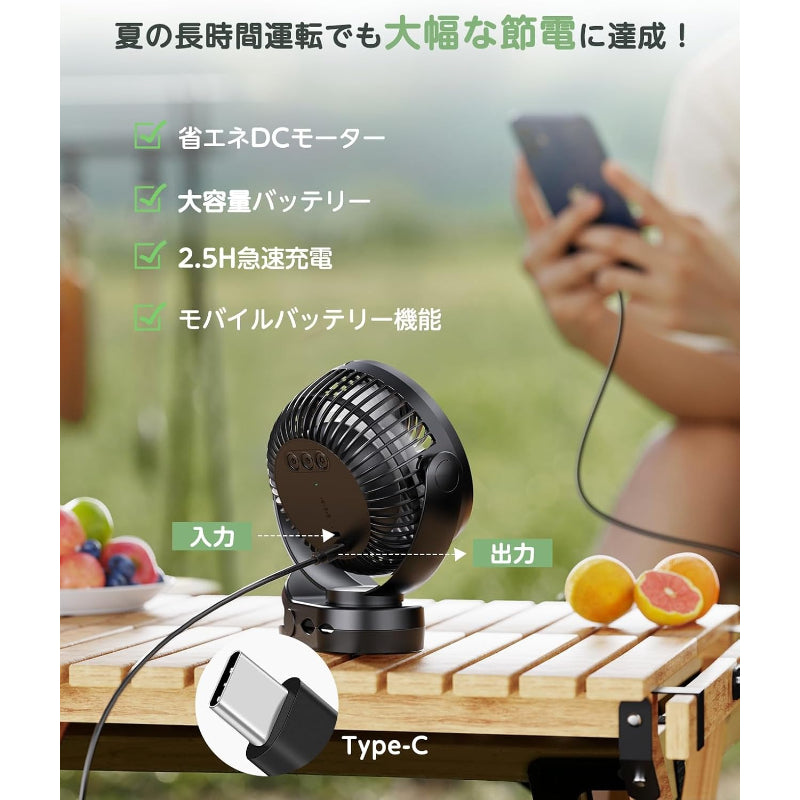 GAERUO 卓上扇風機 小型 クリップ【4Way静音使用・5in1新昇級】USB扇風機 超強風 風量3段階調整 720°角度調整 1-5H切タイマー 2段階LEDライト リモコン付き 長時間連続使用 TYPE-C急速充電 モバイルバッテリー機能 対応 吊り下げ 壁掛け コードレス 省エネ 防災・熱中症対策 オフィス/家用/アウトドア/車中泊 (ブラック)