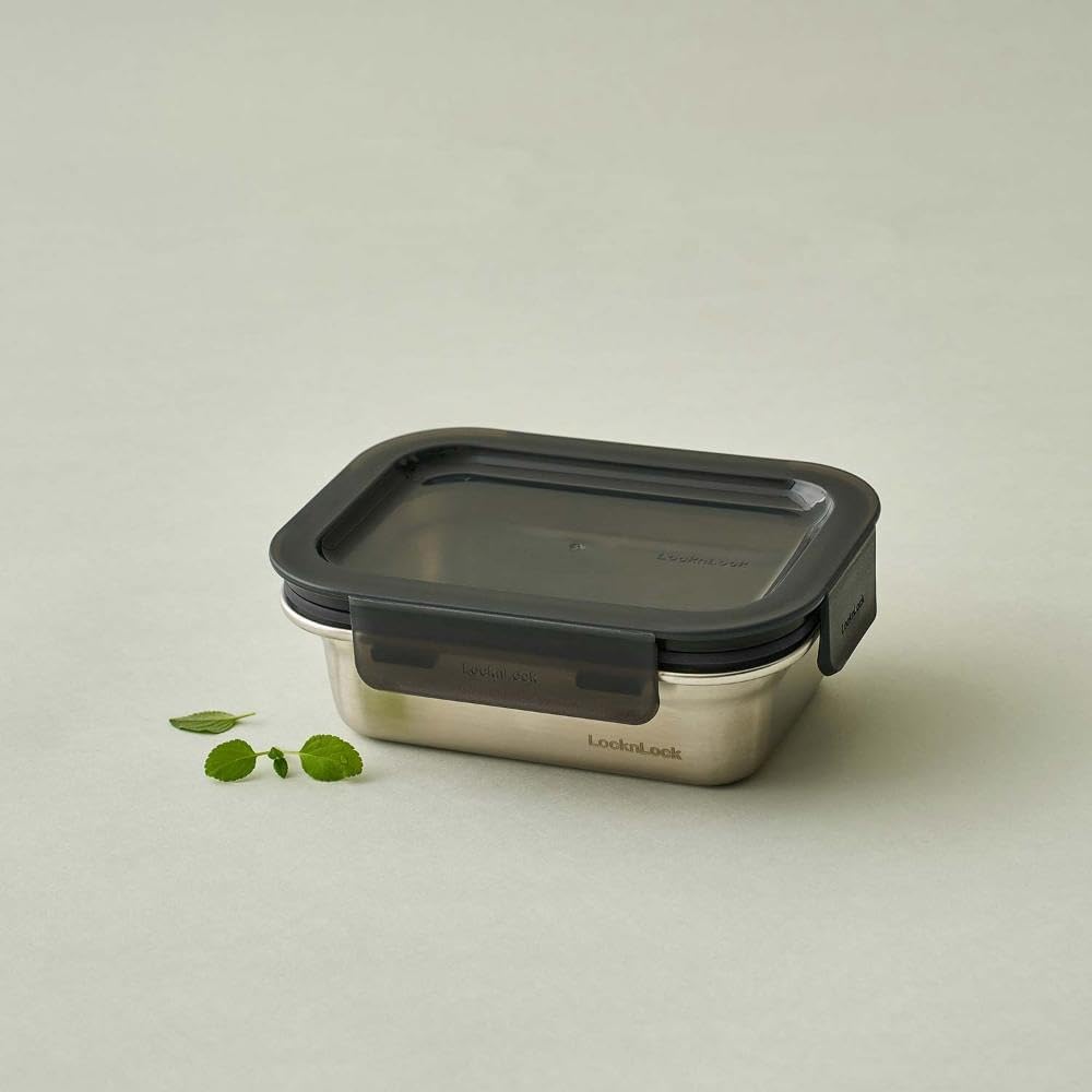 【訳あり】ベストコ ステンレス保存容器 電子レンジ オーブン 食洗機 対応 400ml 長方形 シルバー ロック&ロック ステンハード LST511