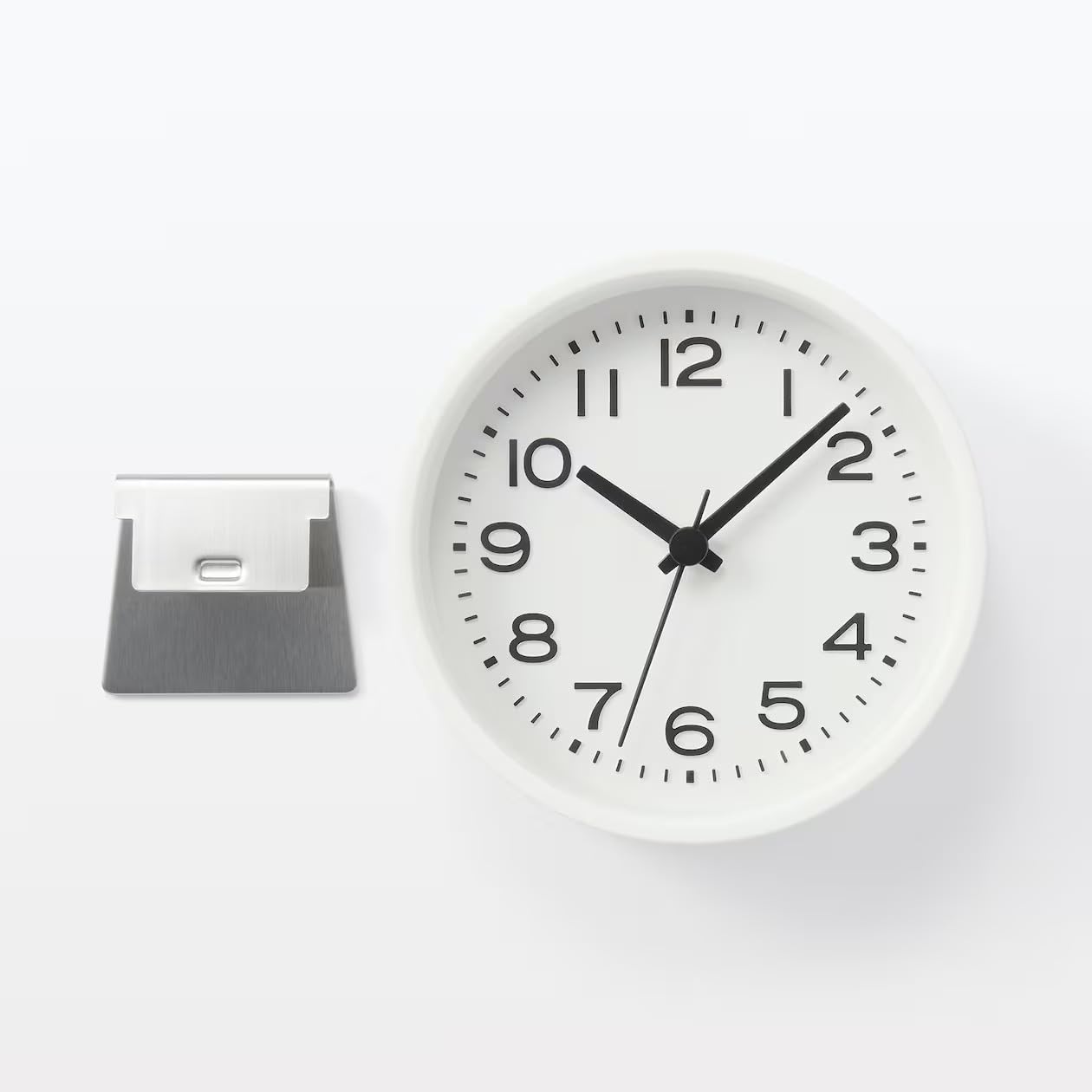 無印良品 アナログ時計・小(スタンド付) ホワイト MJ-ACSW2 44275702 幅124×奥行54×高さ130mm(スタンド有)