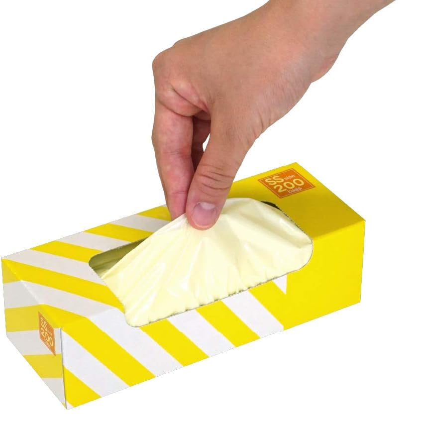 驚異の防臭袋 BOS (ボス) ストライプパッケージ /クリームイエローSSサイズ200枚入 赤ちゃん用 おむつ ・ ペット うんち ・ 生ゴミ ・ サニタリー などの処理に