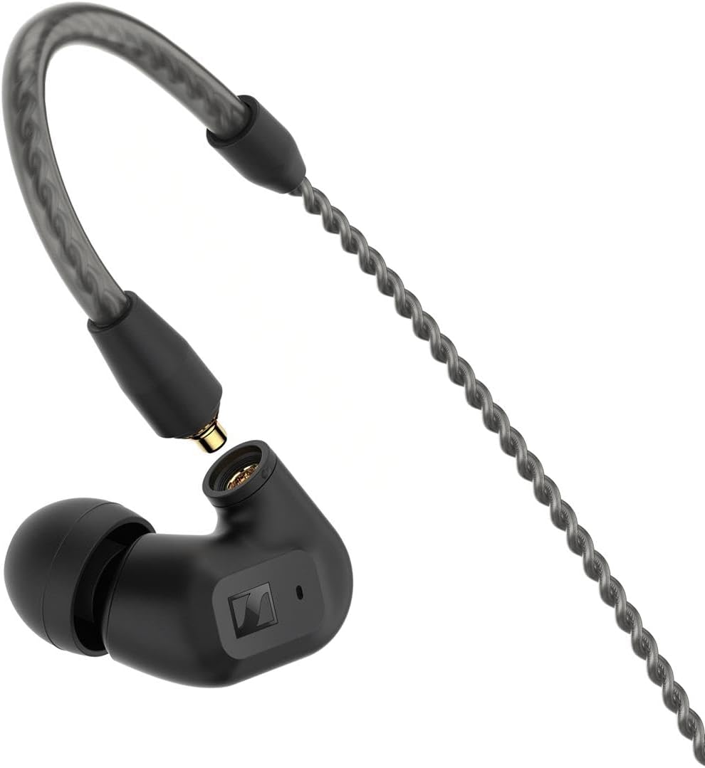 Sennheiser IE 200インチ インイヤーオーディオマニアヘッドホン - TrueResponse トランスデューサ ニュートラルサウンド インパクトのある低音 取り外し可能な編組ケーブル 柔軟なイヤーフック付き - ブラック