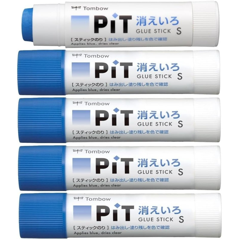 トンボ鉛筆 スティックのり 消えいろPiT Sサイズ (塗り色が消える) (10g) 5本 HCA-513