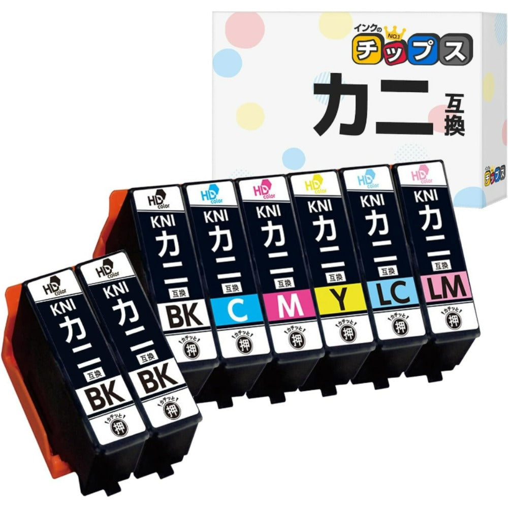 【増量版】 インクのチップス エプソン用 KNI(カニ) 互換インク KNI-6CL-L-2BK 6色セット+ブラック2個 染料 ＜発色の良いHDカラー使用＞ ＜残量検知対応ICチップ搭載＞ 対応機種:EP-887AW / EP-887AB / EP-887AP