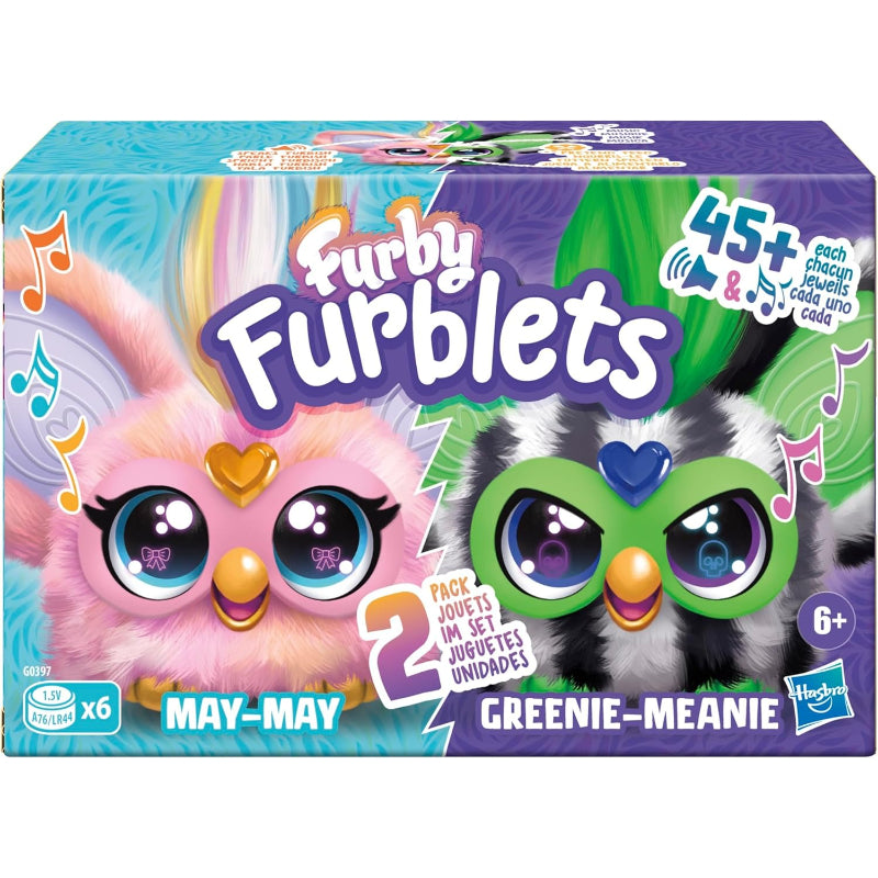 ハズブロ(HASBRO) ファービー ファーブレッツ フィアース & ファビュラス メィメィ&グリーニィミーニィ 2 パック 電子ぬいぐるみ 45種類以上の音 電動ぬいぐるみ 男の子と女の子向け 対象年齢6才以上 グリーン/ブラック & ピンク/ホワイト G0397 正規品 新型